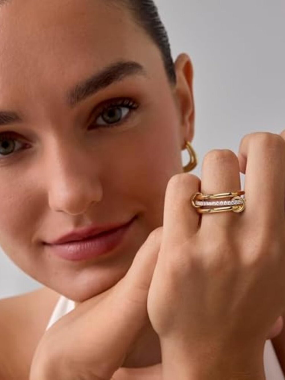 14K Gold Plated Stackable CZ Ring Set 3 Pc Pave Band Women Wedding